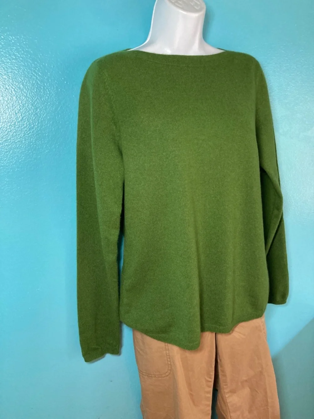 Charter Club Womens Size L  2 Ply 100% Cashmere Green Pullover Sweater - Picture 9 of 9